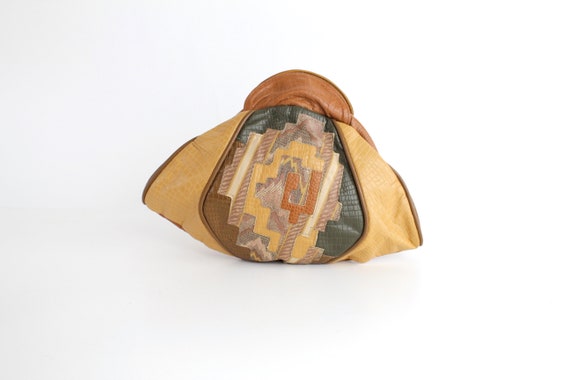Gorgeous Leather Art Bag | Vintage 1980s Patchwor