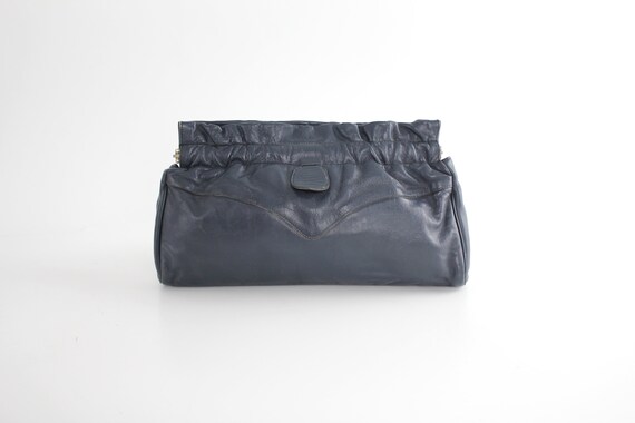 1970s Vintage Etienne Aigner Leather Clutch | Blu… - image 3