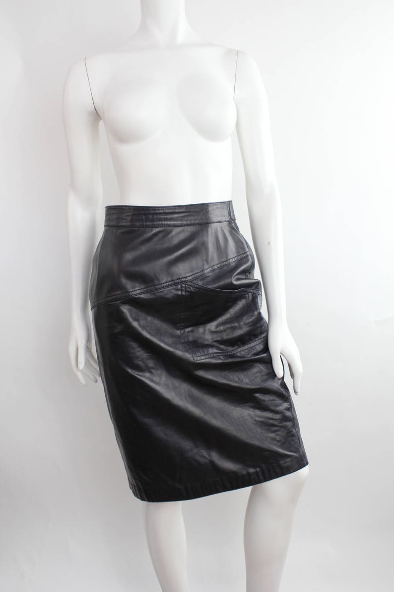 Vintage ESCADA Leather Pencil Skirt Asymmetric Buttery Soft | Etsy