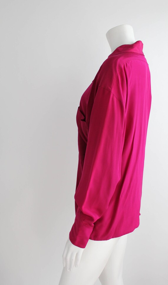 Vintage Karl Lagerfeld Silk Blouse | Crimson Red … - image 3