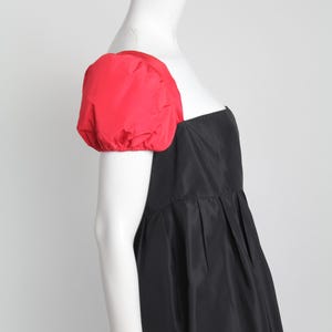 Krizia New With Tags Vintage Modern Recency Dress | Two Tone Puff Sleeve Party Dress | Empire Waist Full Skirt Taffeta Dress | 42 IT