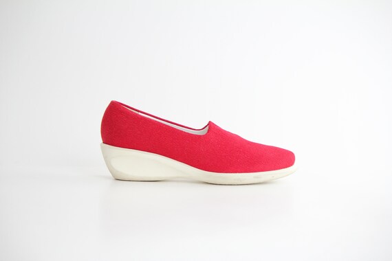 Sz 8 ROBERT CLERGERIE Jersey and Leather Shoes Robert Clergerie Slip on Shoes Red and White Platform Shoes 38.5 Etsy UK