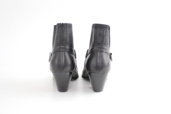 sz 7 Vintage Leather Buckle Ankle Boots | Western… - image 8