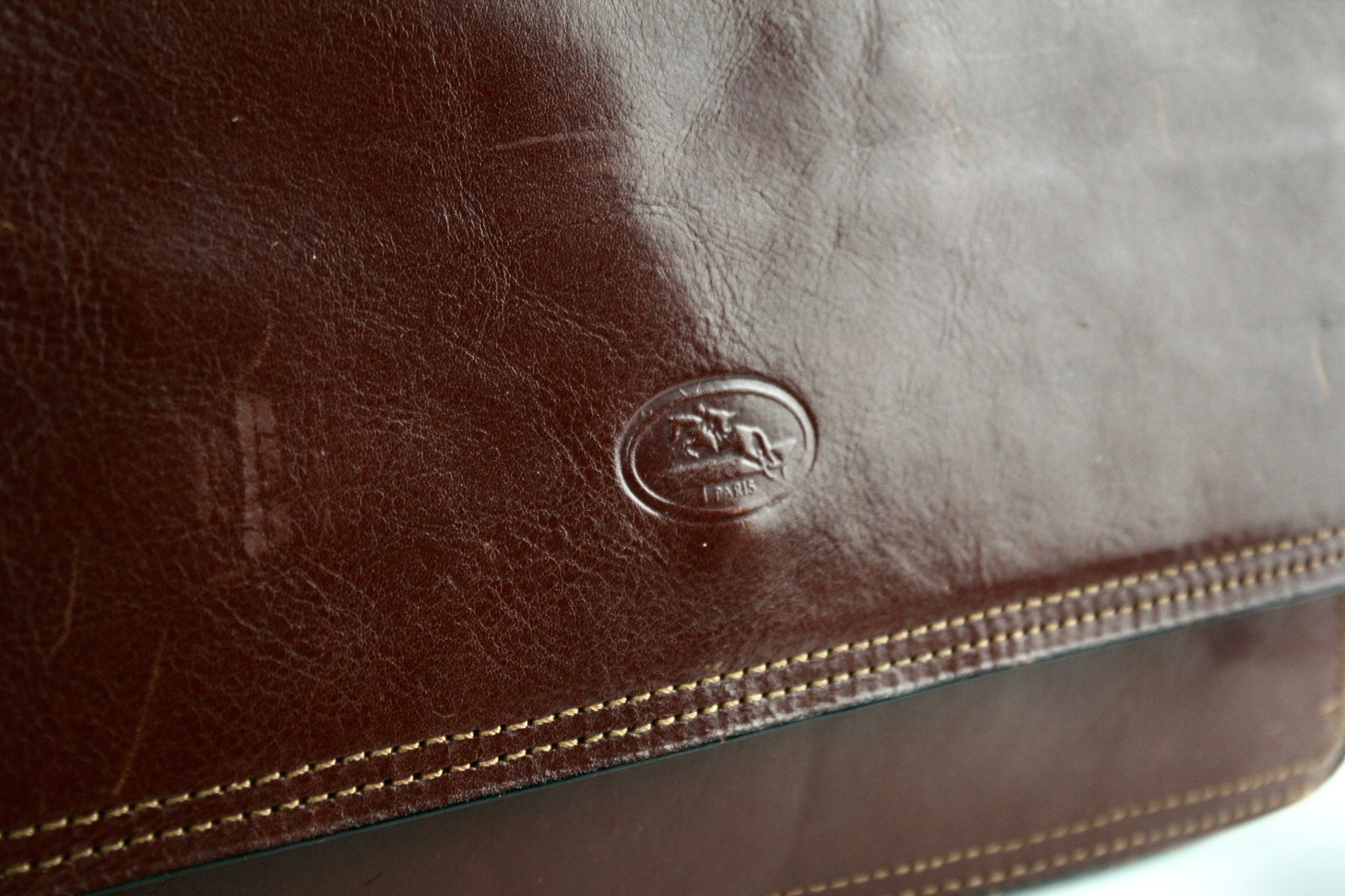 Made in France Classic Leather Shoulder Bag Vintage Brown Etsy