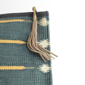 Vintage 80s Clutch Bag Cotton Knit Tapestry Top Zip Handbag Woven Southwest Carpet Bag image 8
