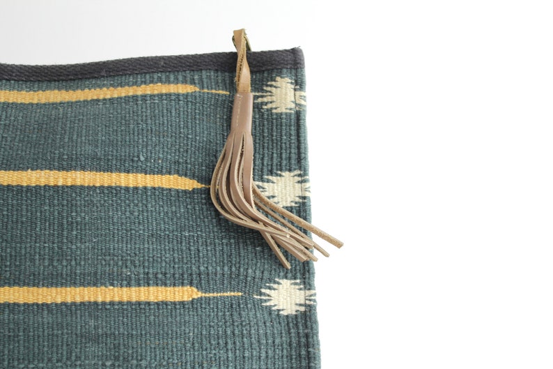 Vintage 80s Clutch Bag Cotton Knit Tapestry Top Zip Handbag Woven Southwest Carpet Bag image 8