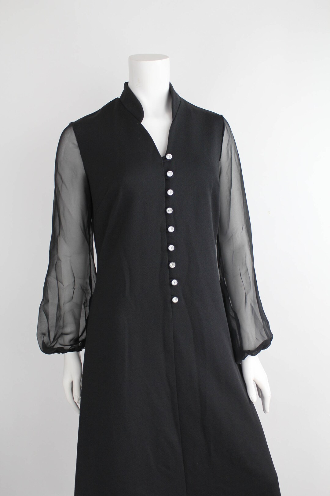 Lady Blair Nehru Collar Dress Vintage 60s 70s Black Maxi Etsy Il 1080xN.3038801343 7bro