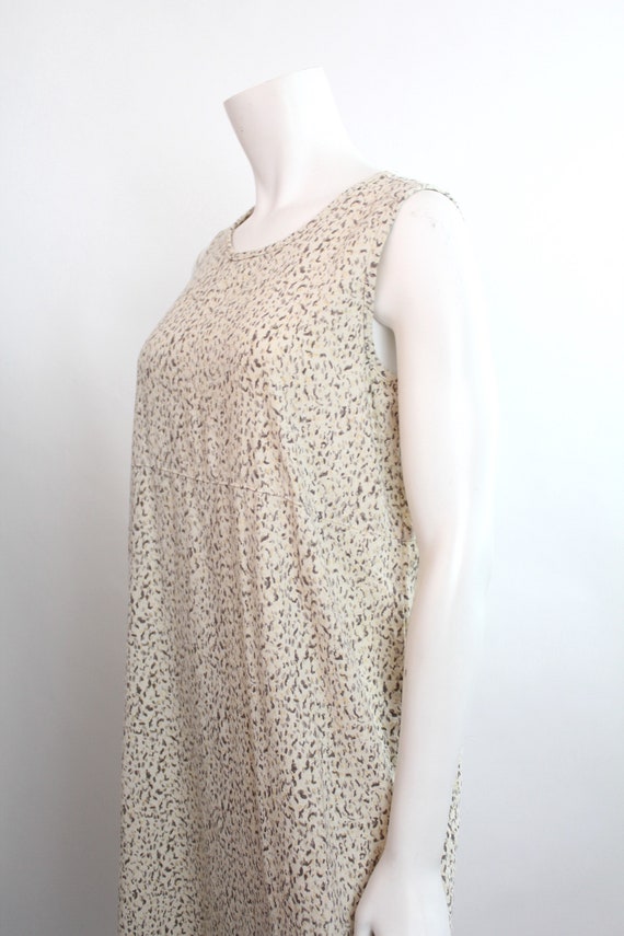 Vintage Raw Silk Tank Dress | Minimal Muted Print… - image 4