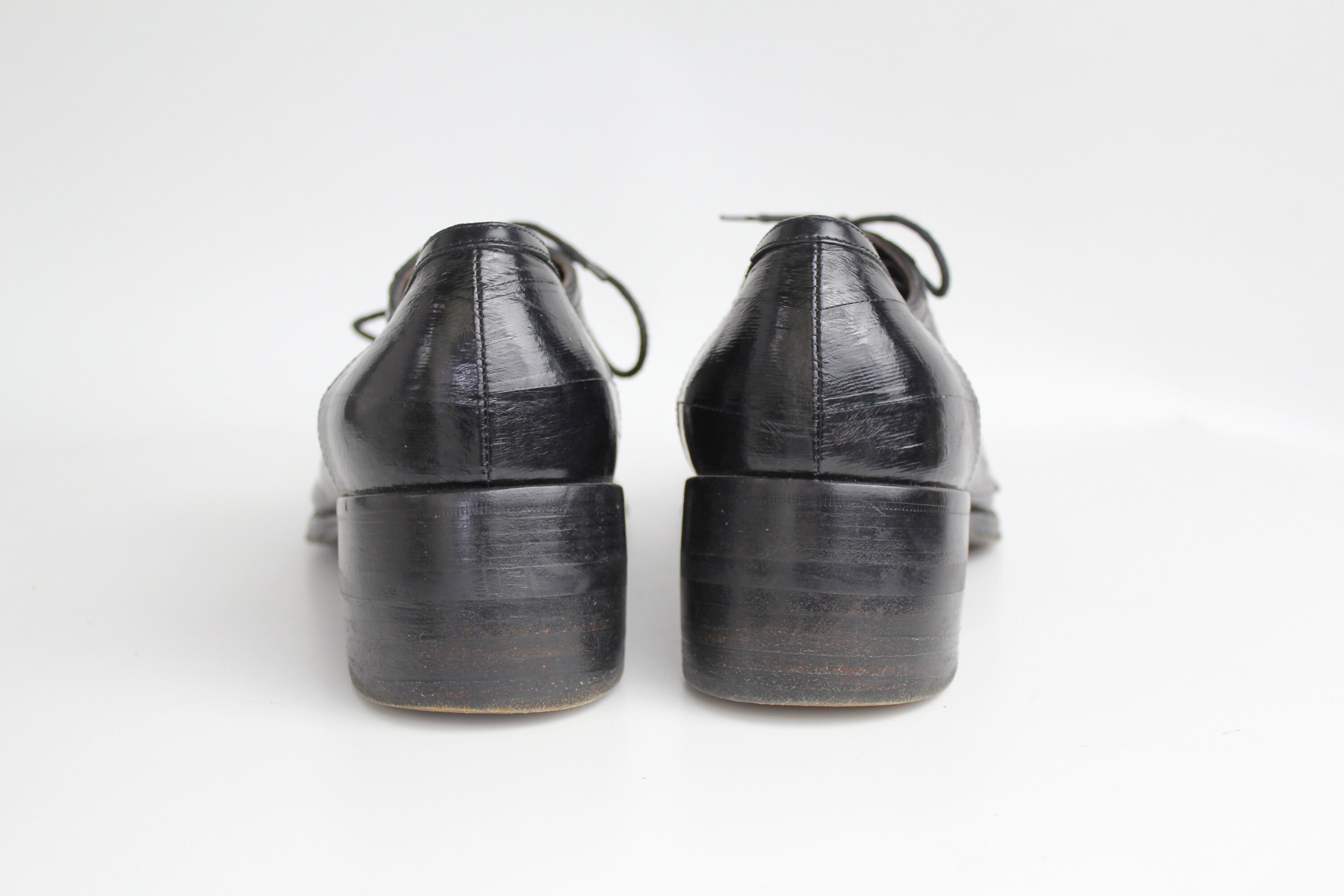 Sz 7.5 Men's Vintage Cesare Paciotti Black Leather Oxfords