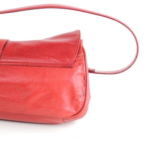 BYBLOS Red Leather Baguette Bag Y2K Leather Shoulder Bag Vintage Byblos Leather Handbag Made in Italy image 7