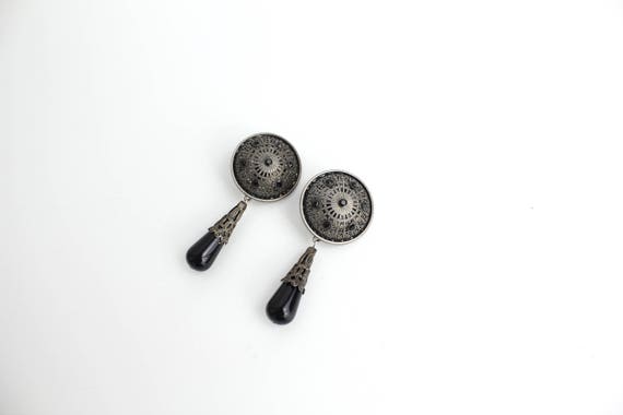 Extra Large Filigree Earrings | Vintage Black and… - image 2