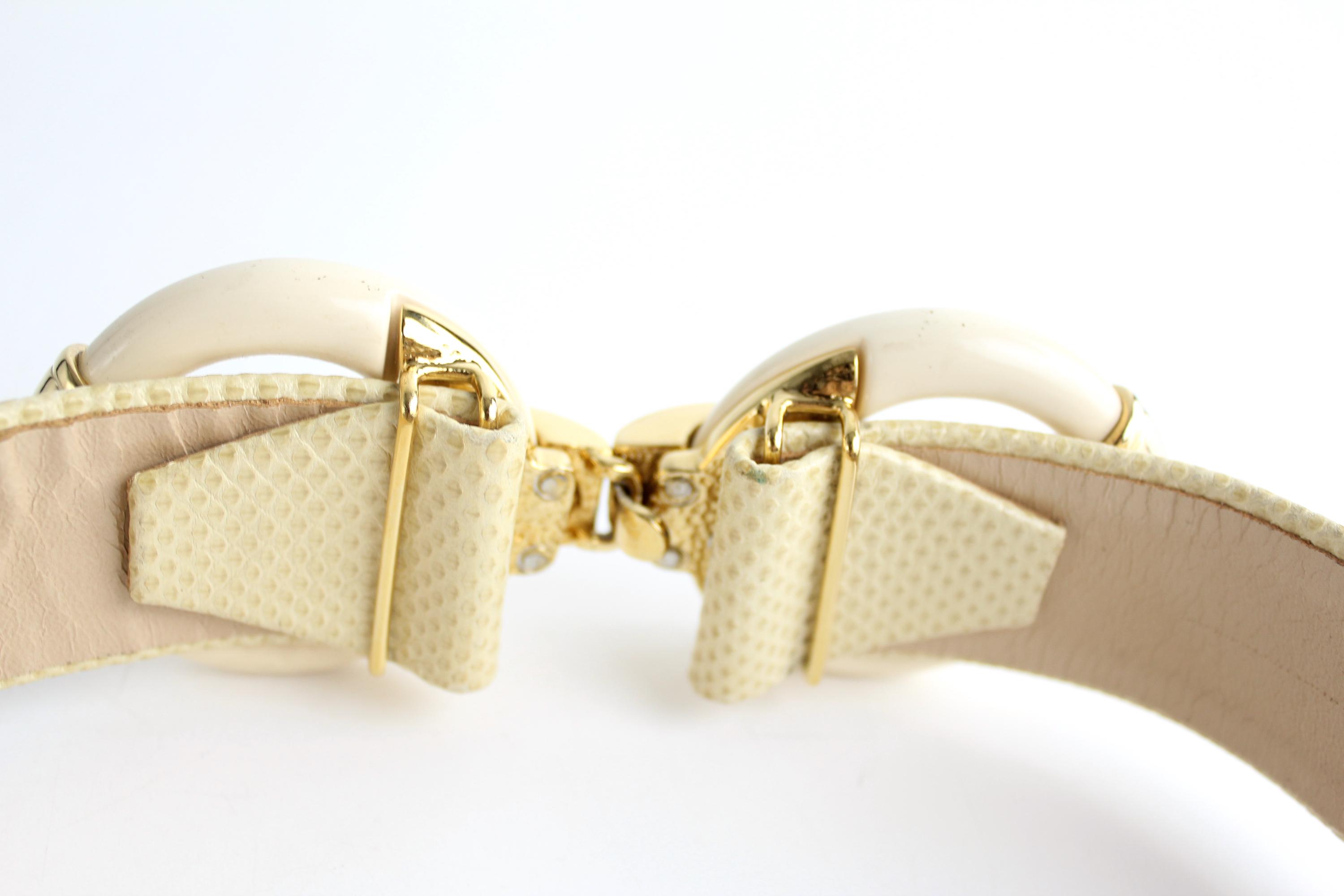 Vintage Alexis Kirk tan lizard texture leather belt. Orange Reptile Leather Belt Alexis Kirk 1980s Adjustable main image 4