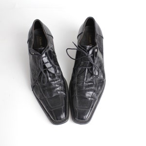 size 7.5 Men's Vintage Cesare Paciotti Black Leather Oxfords Square Toe Leather Shoes 40 image 3