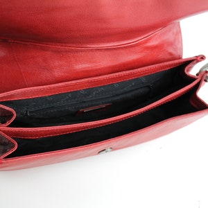 BYBLOS Red Leather Baguette Bag Y2K Leather Shoulder Bag Vintage Byblos Leather Handbag Made in Italy image 9