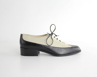Never Worn Vintage sz 8.5 Leather Wingtip Shoes | Leather Oxford Shoes | Vintage Joan & David Spectator Leather Shoes | Made in Italy | 39