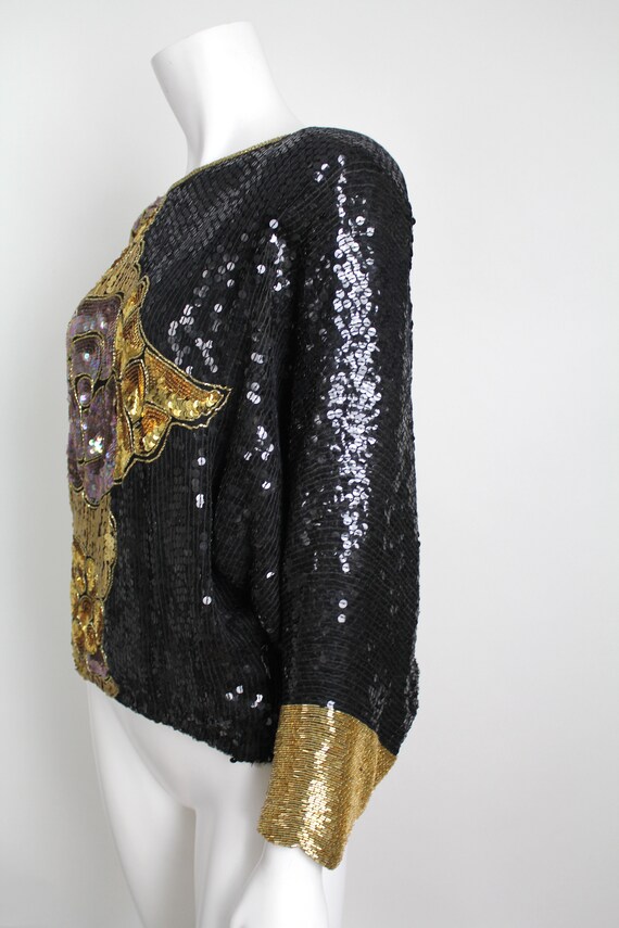 Vintage 1970s Silk Blouse | Heavily Beaded and Se… - image 2