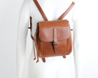 Vintage 90s Italian Leather Backpack | Smooth Brown Leather Mini Backpack | Joan Helpern Leather Bag | Made in Italy