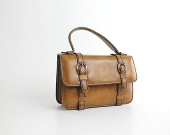 Vintage 1960s Neusteters Handbag | Small Leather Bag | Chestnut Leather Bag