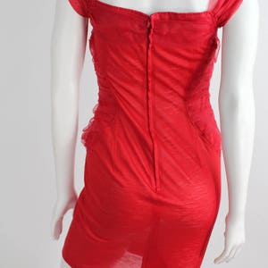 Vintage Sweetheart Red Mini Dress Bandage Knit Dress Lipstick Red Party Dress xxs-xs image 6