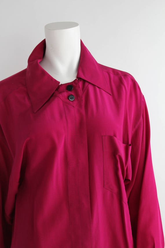 Vintage Karl Lagerfeld Silk Blouse | Crimson Red … - image 4