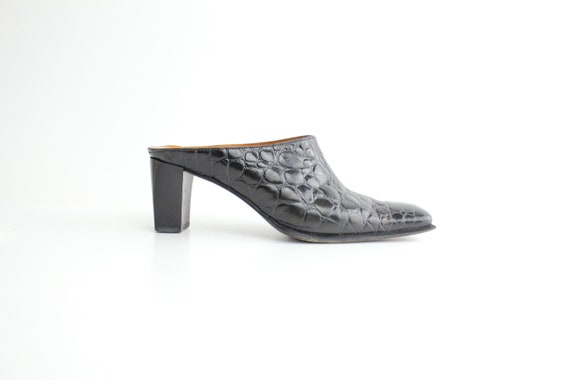 Black croc mules deals
