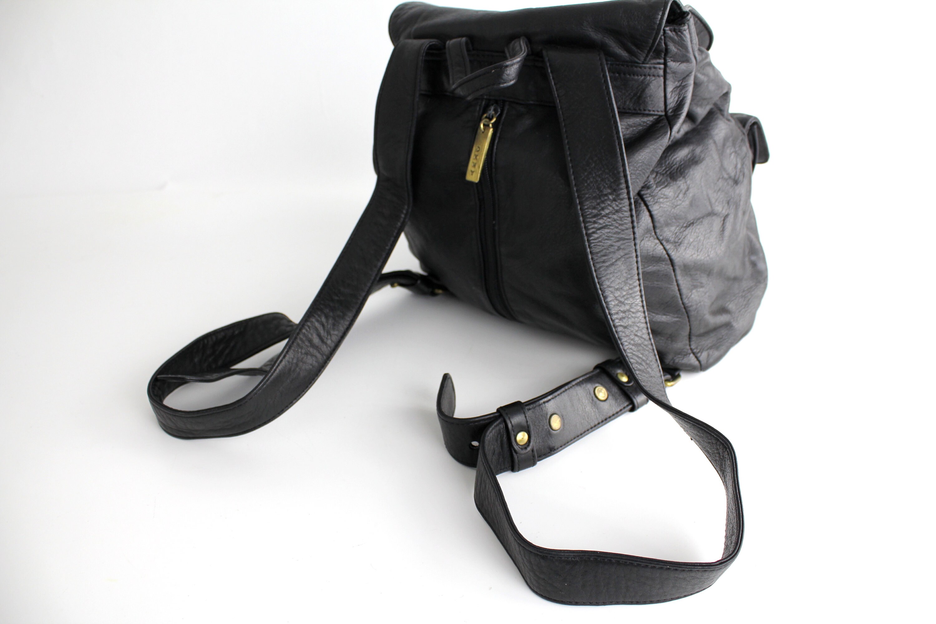 Vintage 90s DKNY Black Leather Backpack | Smooth Leather  display picture 2