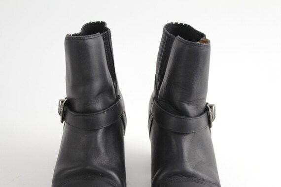 sz 7 Vintage Leather Buckle Ankle Boots | Western… - image 7