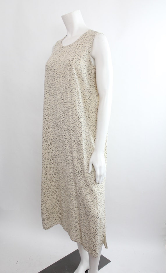Vintage Raw Silk Tank Dress | Minimal Muted Print… - image 5