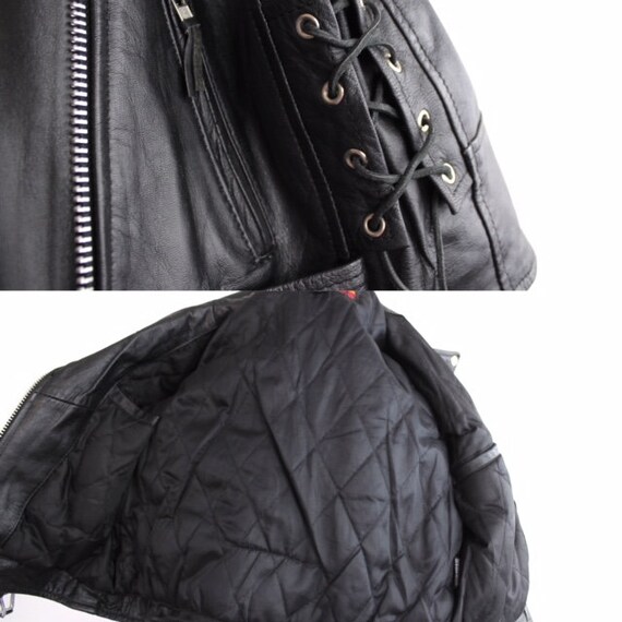 Vintage 1980s Black Leather Jacket | Cropped Leat… - image 10