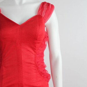 Vintage Sweetheart Red Mini Dress Bandage Knit Dress Lipstick Red Party Dress xxs-xs image 3