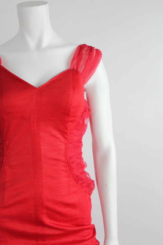 Vintage Sweetheart Red Mini Dress | Bandage Knit … - image 3
