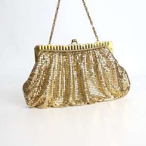 Vintage 40s Whiting & Davis Bag Gold Metal Mesh Framed Handbag Glomesh Evening Bag image 4