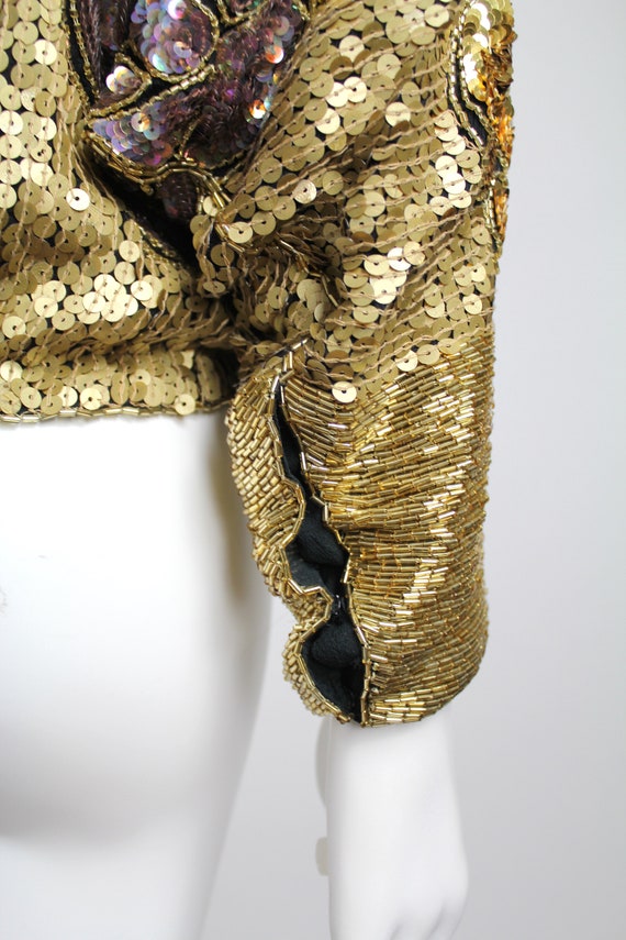 Vintage 1970s Silk Blouse | Heavily Beaded and Se… - image 6