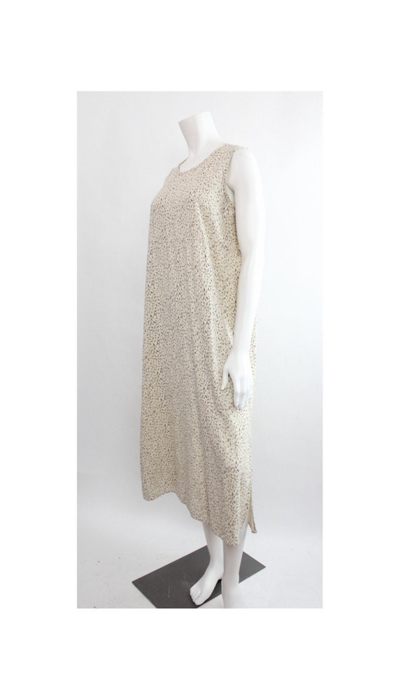 Vintage Raw Silk Tank Dress | Minimal Muted Print… - image 2