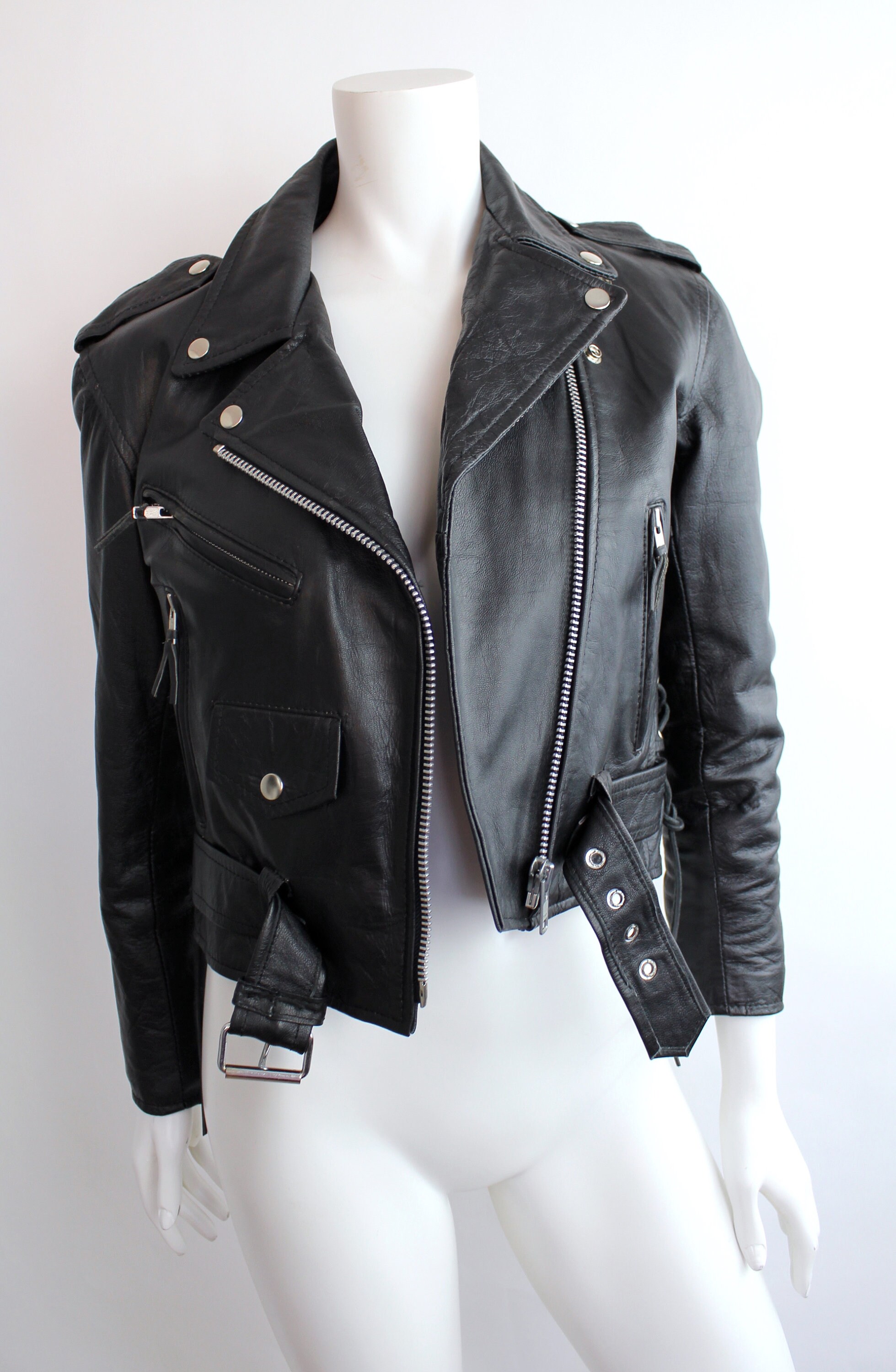 Vintage 1980s Black Leather Jacket | Cropped Leather Jacket Vintage 1980s Black Leather Jacket | Cropped Leather Jacket