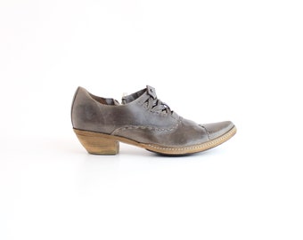 size 7.5 Washed Gray Leather Booties | Unconventional Mare Italian Leather Artisan Shoes | Made in Italy | 38