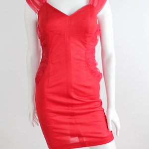 Vintage Sweetheart Red Mini Dress Bandage Knit Dress Lipstick Red Party Dress xxs-xs image 2