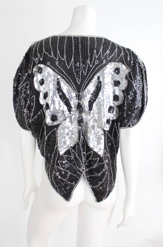 70s Vintage Silk Blouse | Sequin and Silk Draped … - image 8