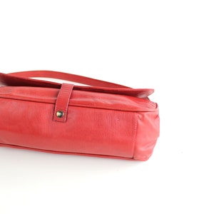 BYBLOS Red Leather Baguette Bag Y2K Leather Shoulder Bag Vintage Byblos Leather Handbag Made in Italy image 6