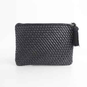 Vintage Intrecciato Leather Sharif Clutch Bag | Woven Leather Clutch | Woven Leather Zip Purse