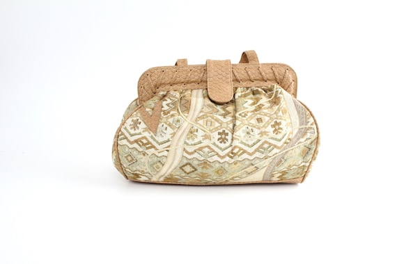 Vintage 1980s Woven Tapestry Purse | Neutral Vega… - image 1