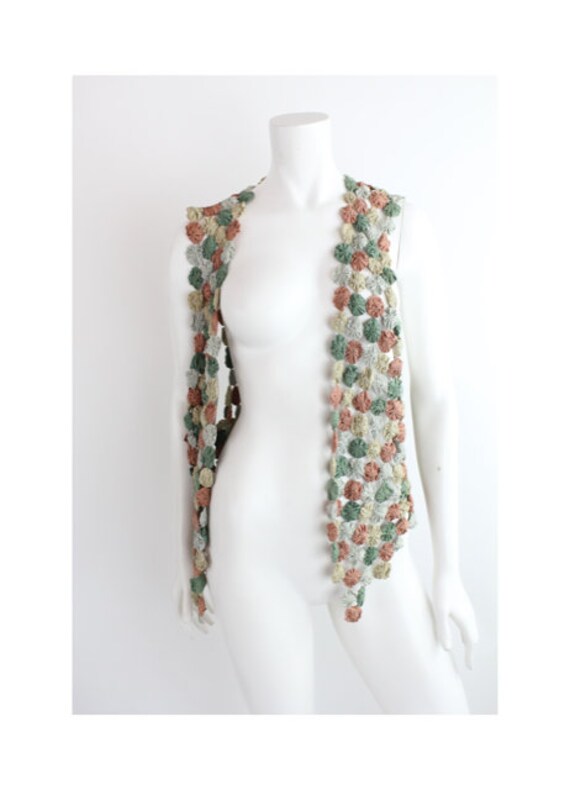 Vintage Yo-Yo Quilted Vest | Rayon Rosette Quilted