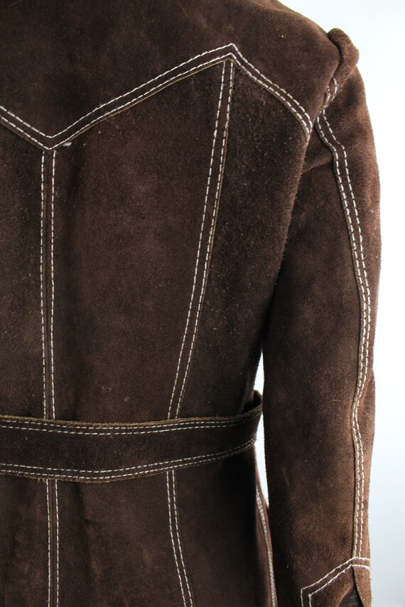 Vintage 1970s Leather Coat | Pointed Collar Suede Belted Vintage 1970s Leather Coat | Pointed Collar Suede Belted