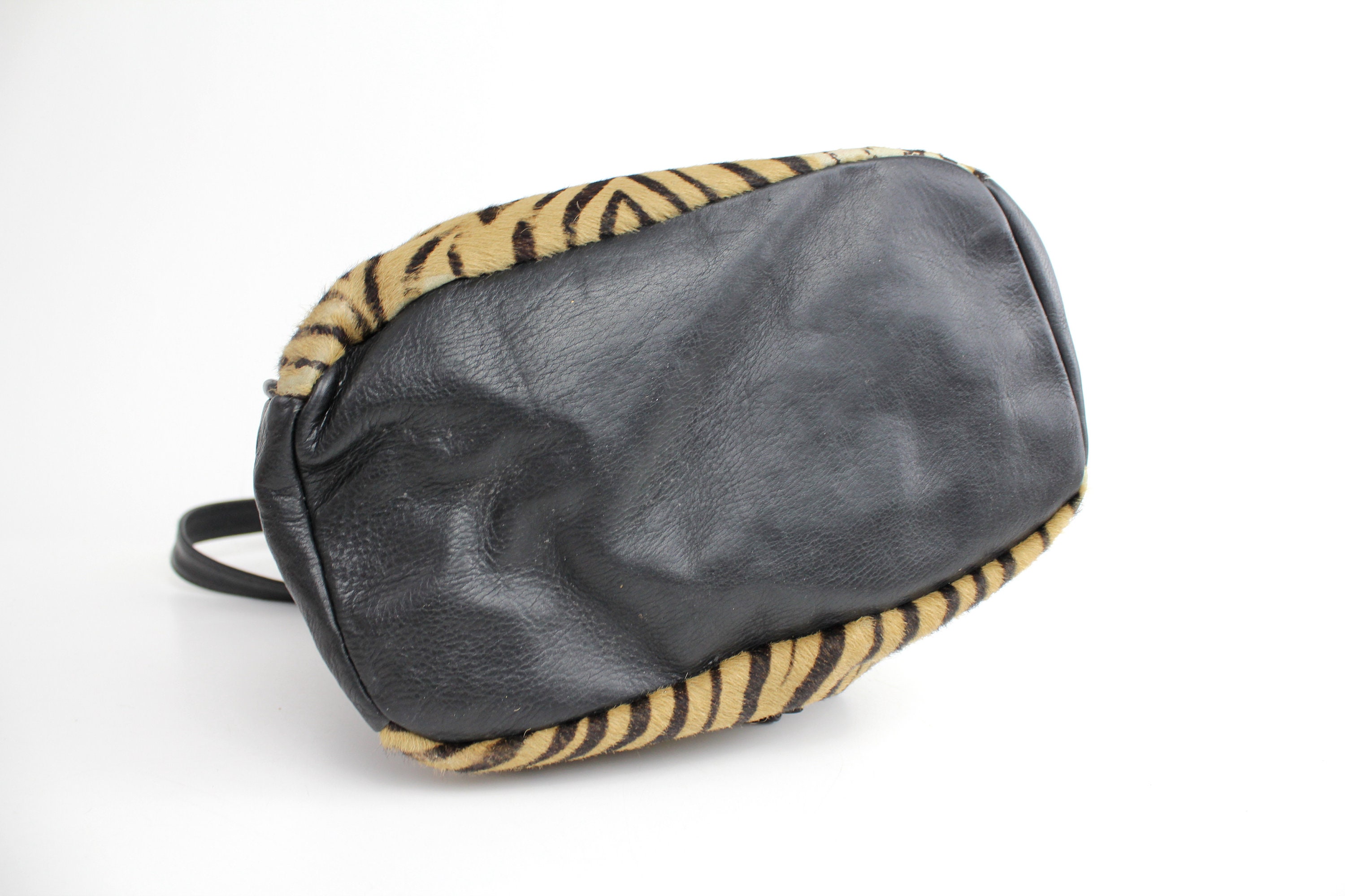 Vintage Leather Bucket Bag | Zebra Print Hair-on Leather
