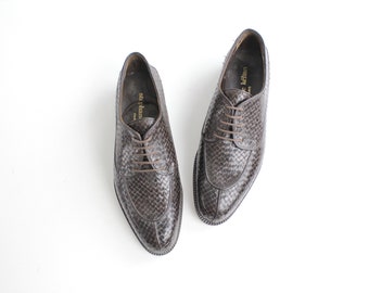 size 8 Near Mint Vintage Stephane Kélian Leather Shoes | Woven Leather Oxford Shoes | Made in France | 38.5