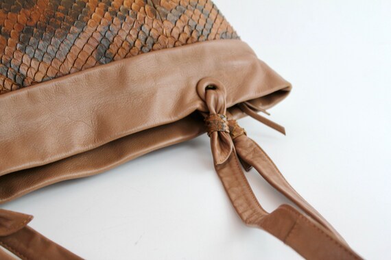 Vintage Python Embossed Leather Tote Bag | Large … - image 6