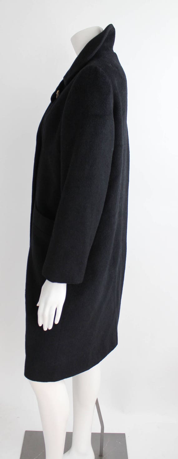 Vintage 1950s llama Wool Coat | 1950s Black Wool … - image 6