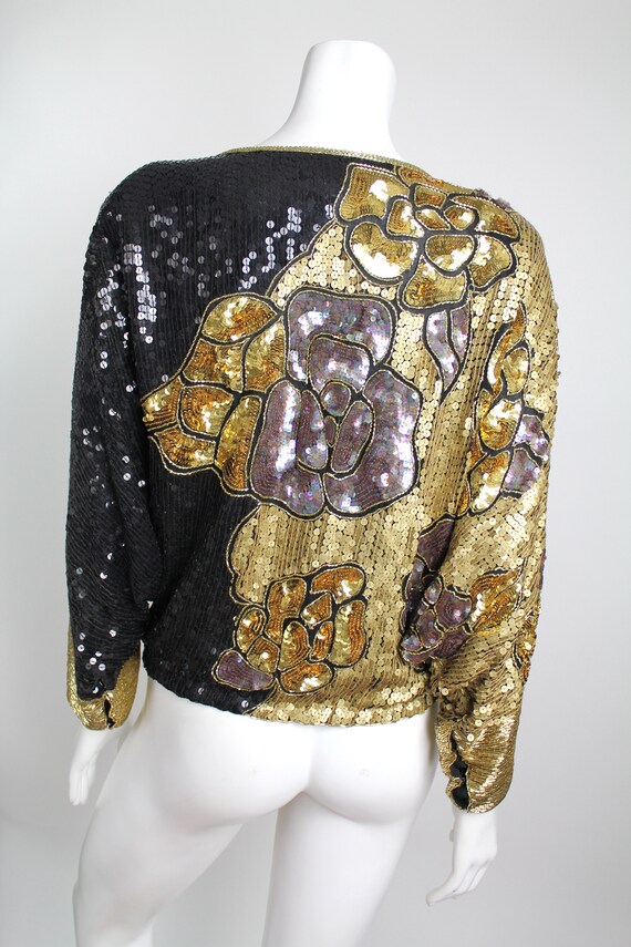 Vintage 1970s Silk Blouse | Heavily Beaded and Se… - image 7