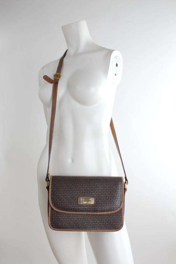 Sac à Main Vintage TED LAPIDUS Années 60 - Toile Et Cuir Marron - Occasion