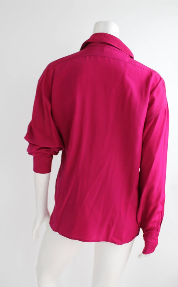 Vintage Karl Lagerfeld Silk Blouse | Crimson Red … - image 5